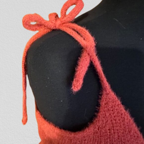 Red Midi Shoulder Tie Sweater Dress - Picture 3 of 15